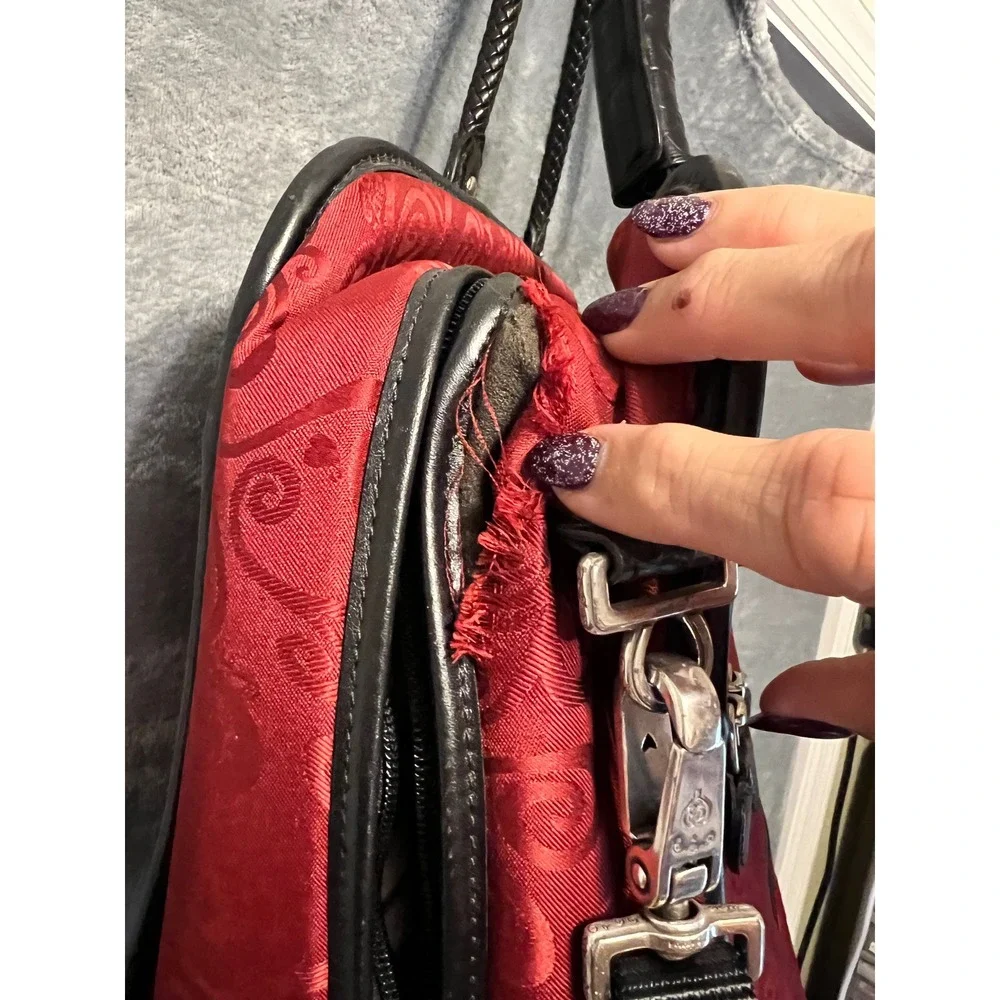 Retired Brighton Red Black Croc Print Laptop Travel Bag Weekender Carryall